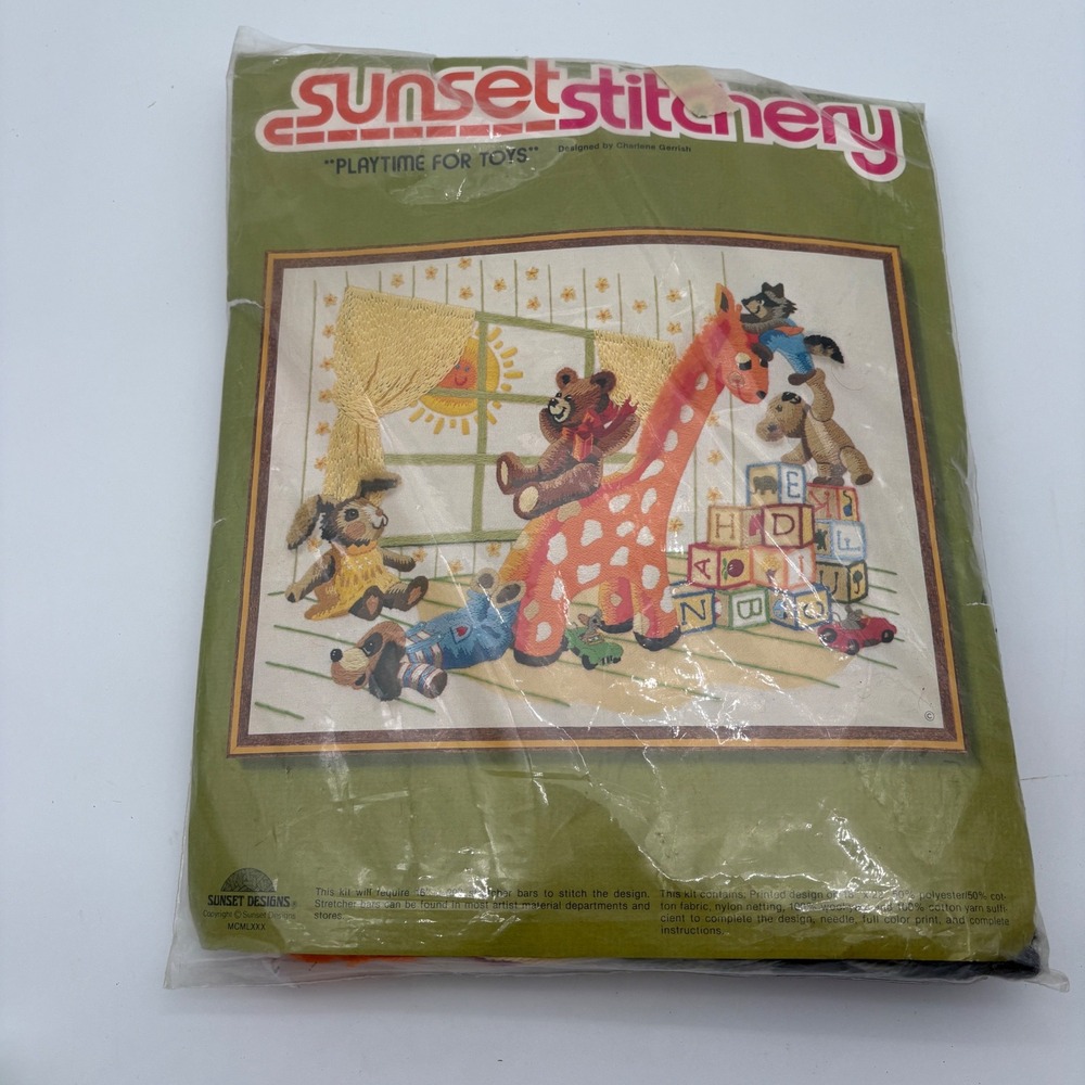 Vntg 1980 Sunset Stitchery Playtime For Toy Crewel Embroidery Kit 2618 Giraffe